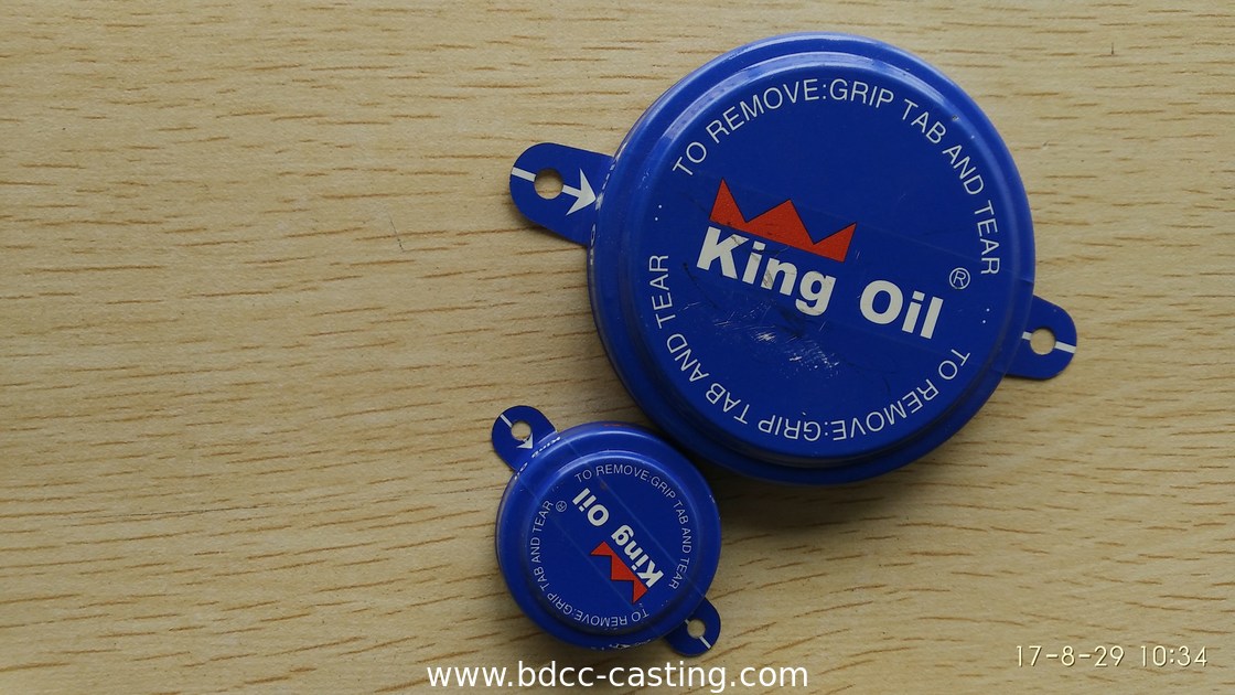 Sello de pestaña personalizado, Tri-sure, tapa roscada, brida de cuba; la impresión a color se puede personalizar según los requisitos del cliente