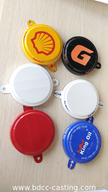 Sello de pestaña personalizado, Tri-sure, tapa roscada, brida de cuba; la impresión a color se puede personalizar según los requisitos del cliente